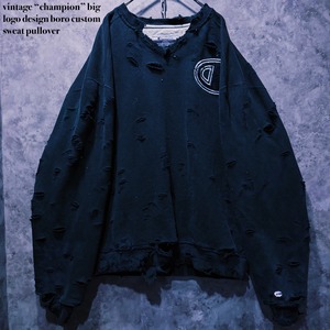【doppio】vintage “champion” big logo design boro custom sweat pullover