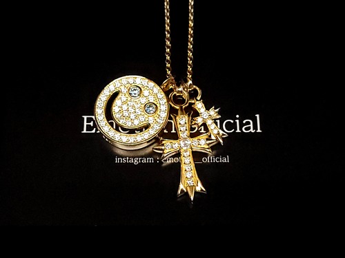 22k plating cz diamond original cross 3連 (yellow gold)