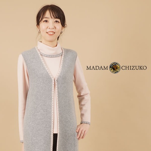ロング丈ベスト / カシミヤ100％