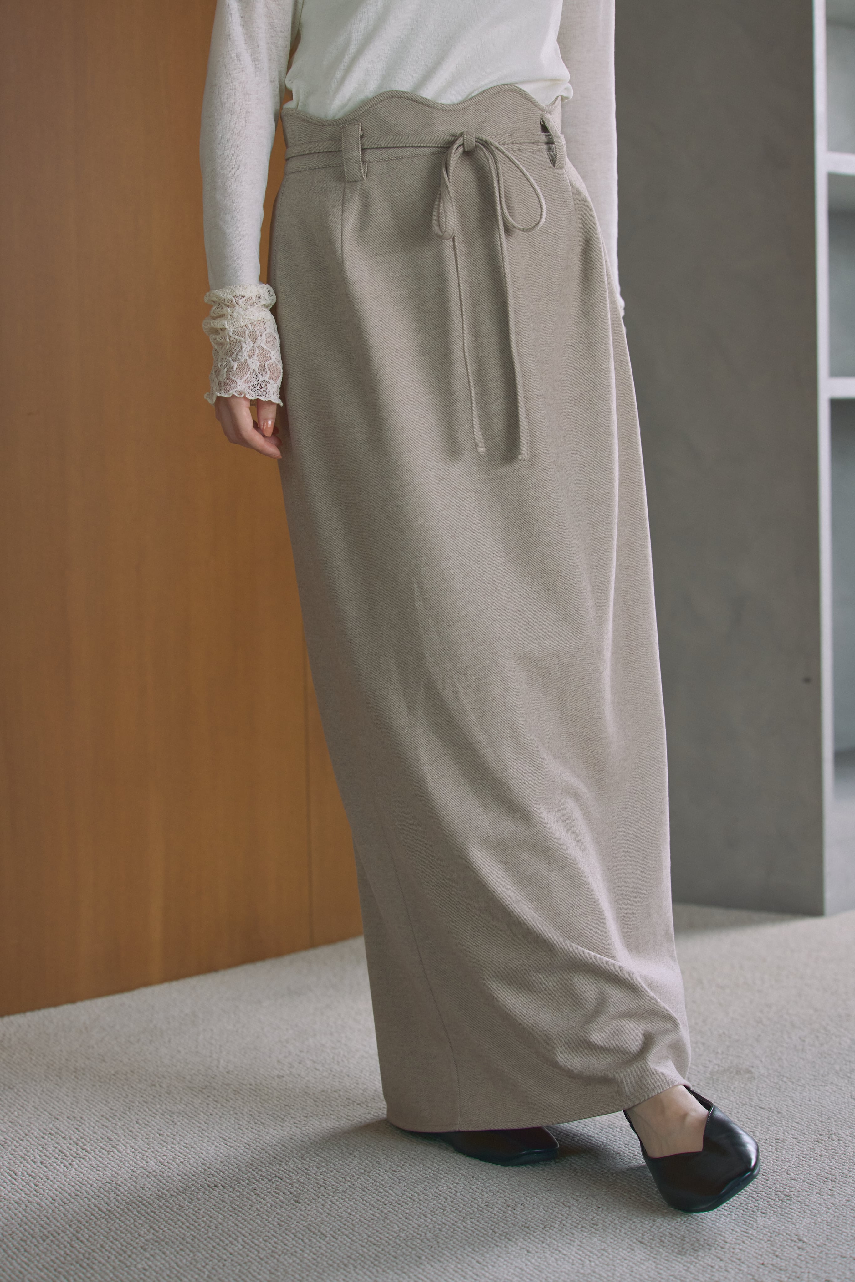 Alumu. 【wave design linen long skirt】 skirt | Alumu.