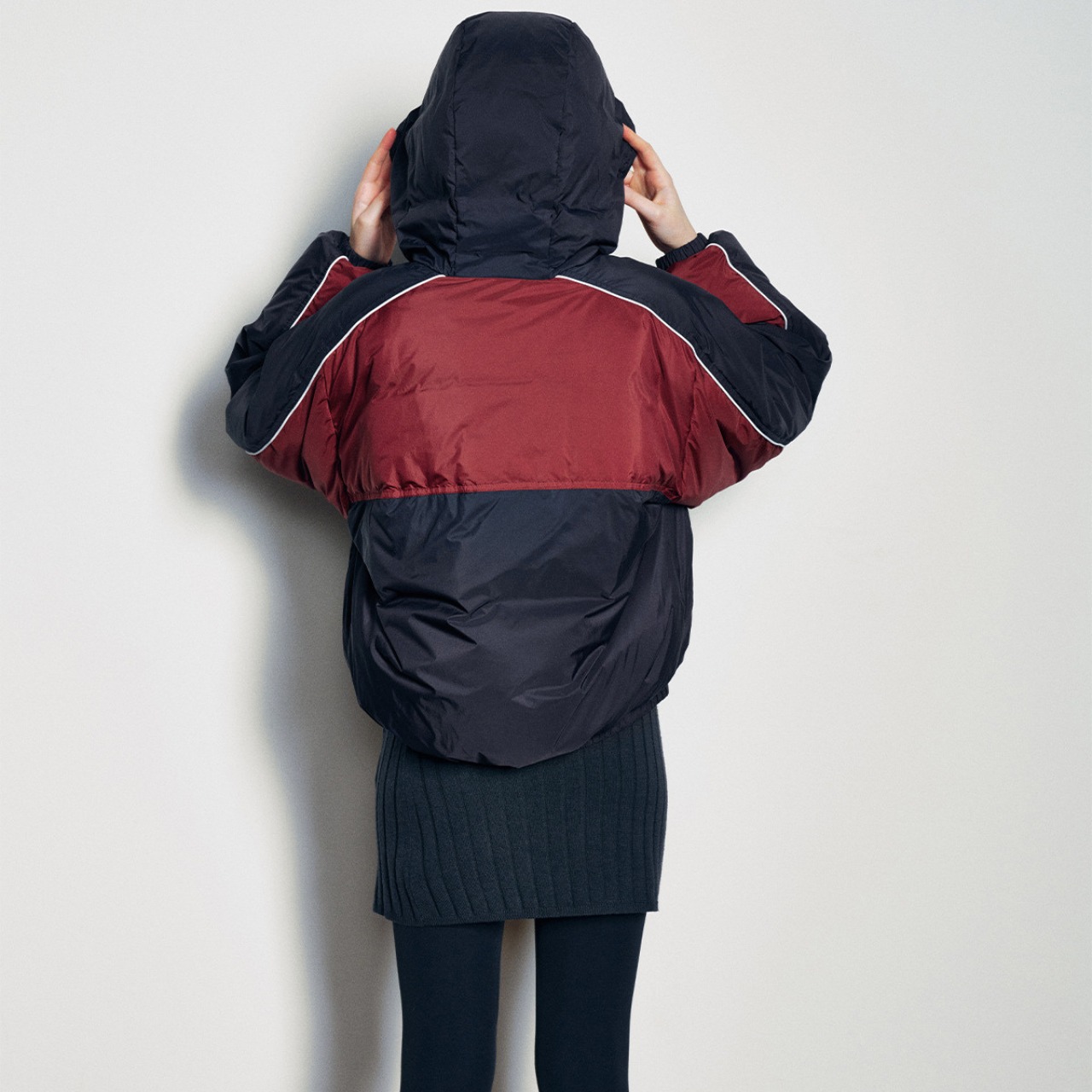 Color Block Zip-Up Blouson T4040