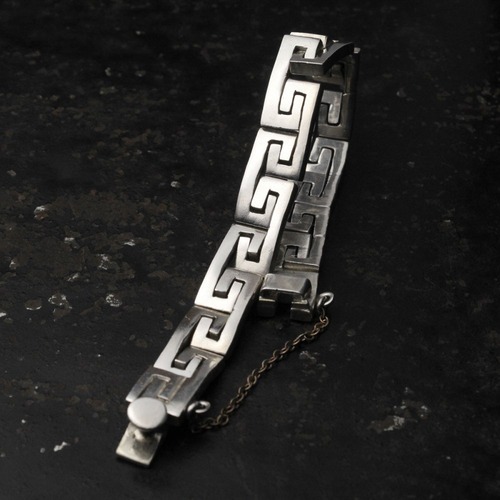 Vintage Heavy Silver Bracelet [TAXCO MEXICO SILVER] Traditional Design