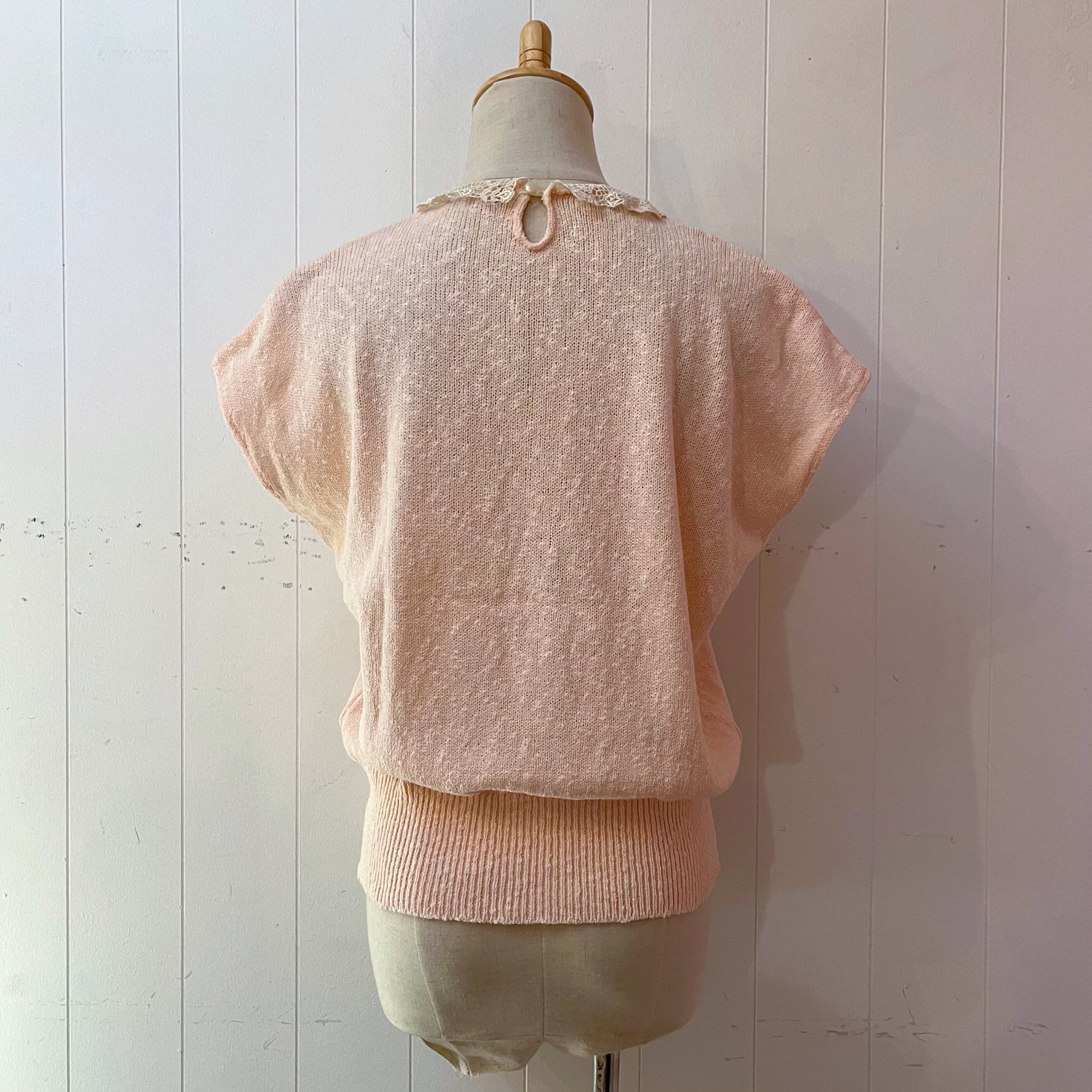 pink terrier lace collar summer knit