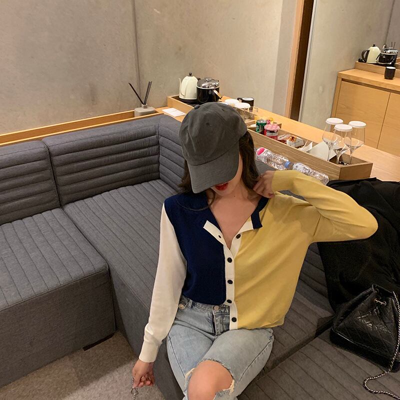 ニットセーター カラールーズジャケット オータムウィンターカーディガン 秋物 冬物 ブラックストロベリース20224498191