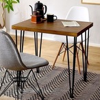 インテリア ヴィンテージテーブル スチール脚 オシャレ コンパクト 75cm幅 木目 カフェ PC