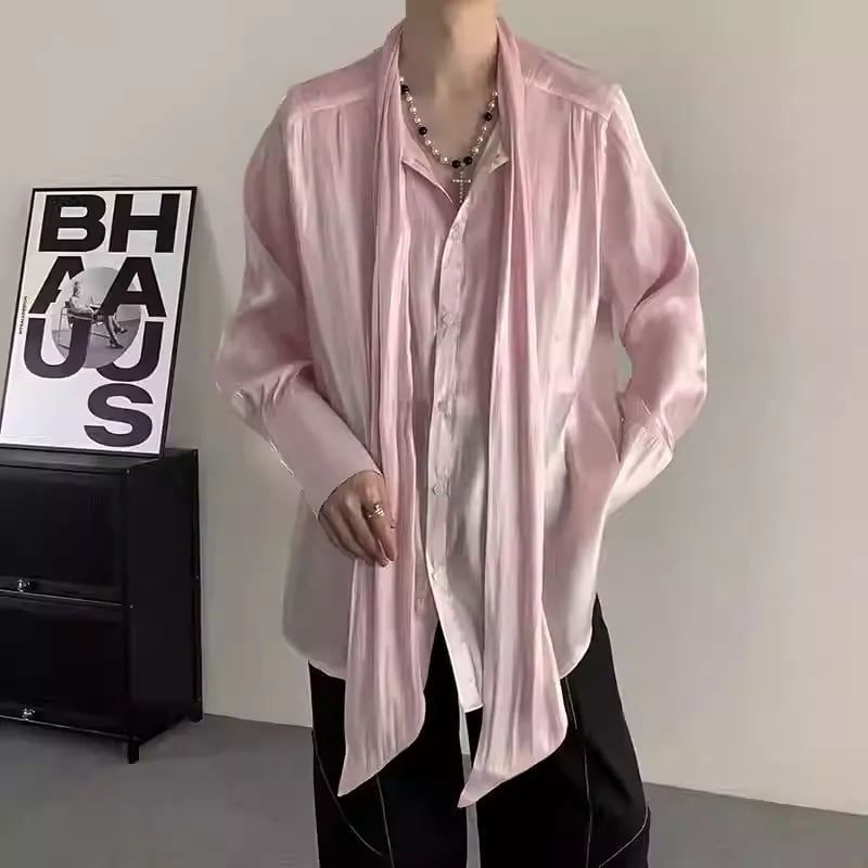 サテンボウタイオーバサイズロングスリーブシャツ 4color MTO0354