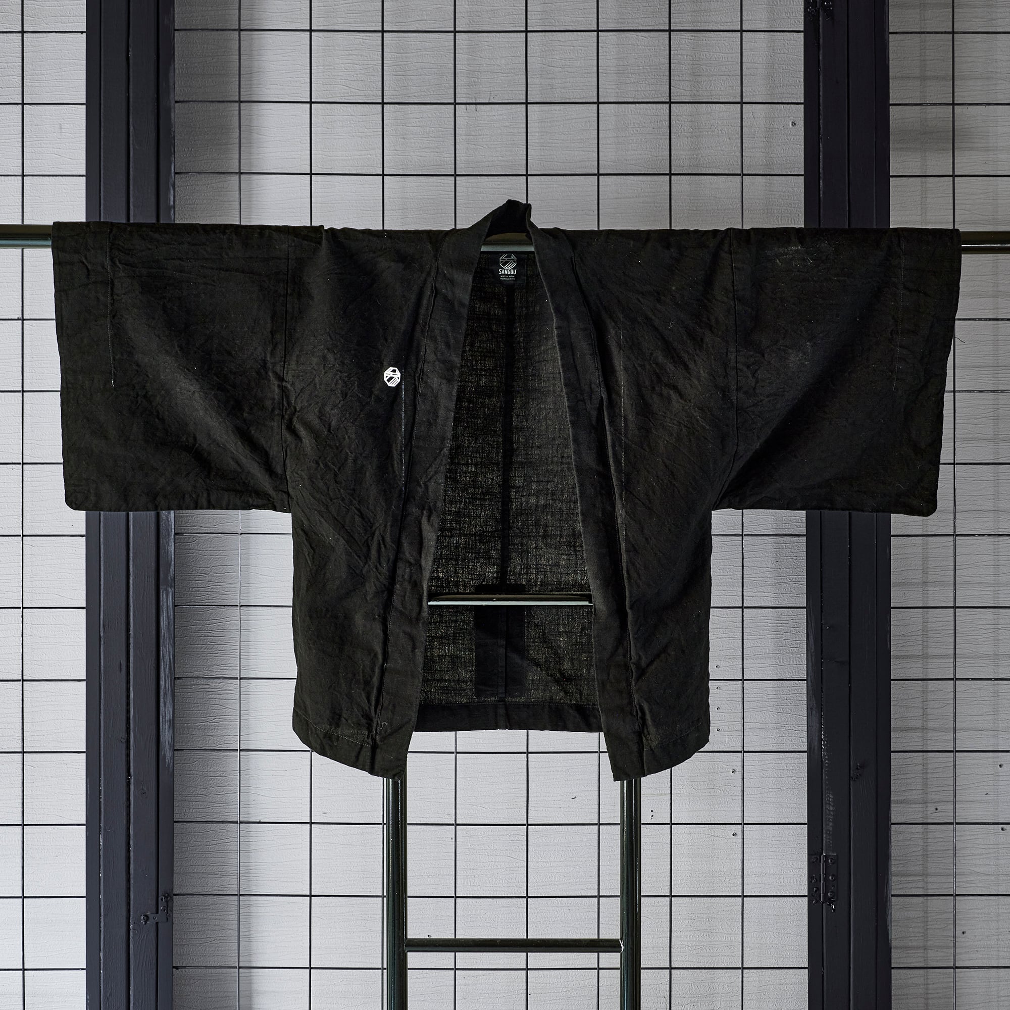 BLACK HAORI AIZUMOMEN / 深黒製品染 会津木綿 羽織 単衣【SANGOU