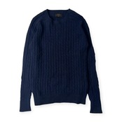 リネン混 BEAMS ビームス ケーブル編み ニット セーター S/ネイビー メンズ