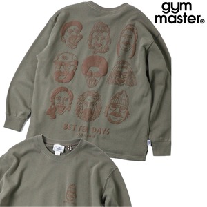 gym master ジムマスター 10oz BETTER DAYS スウェット ビッグTEE Always Keep Smiling ワイドシルエット 長袖Tシャツ メンズ レディース コットン100% LOVE&PEACE G821724 カーキ