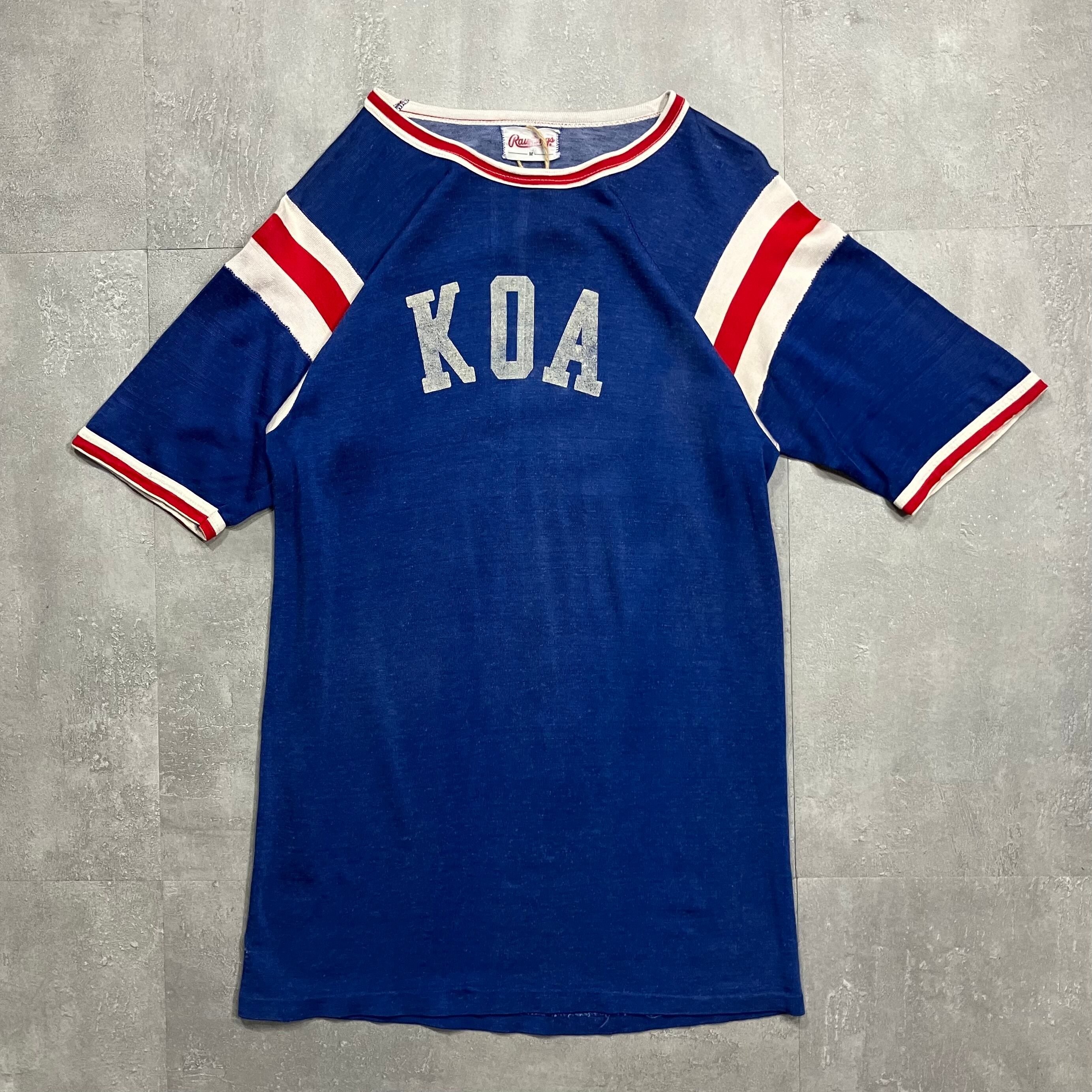 《M size》Rawlings 80s usa製 プリントTシャツ ポリエステルボディ No.3810