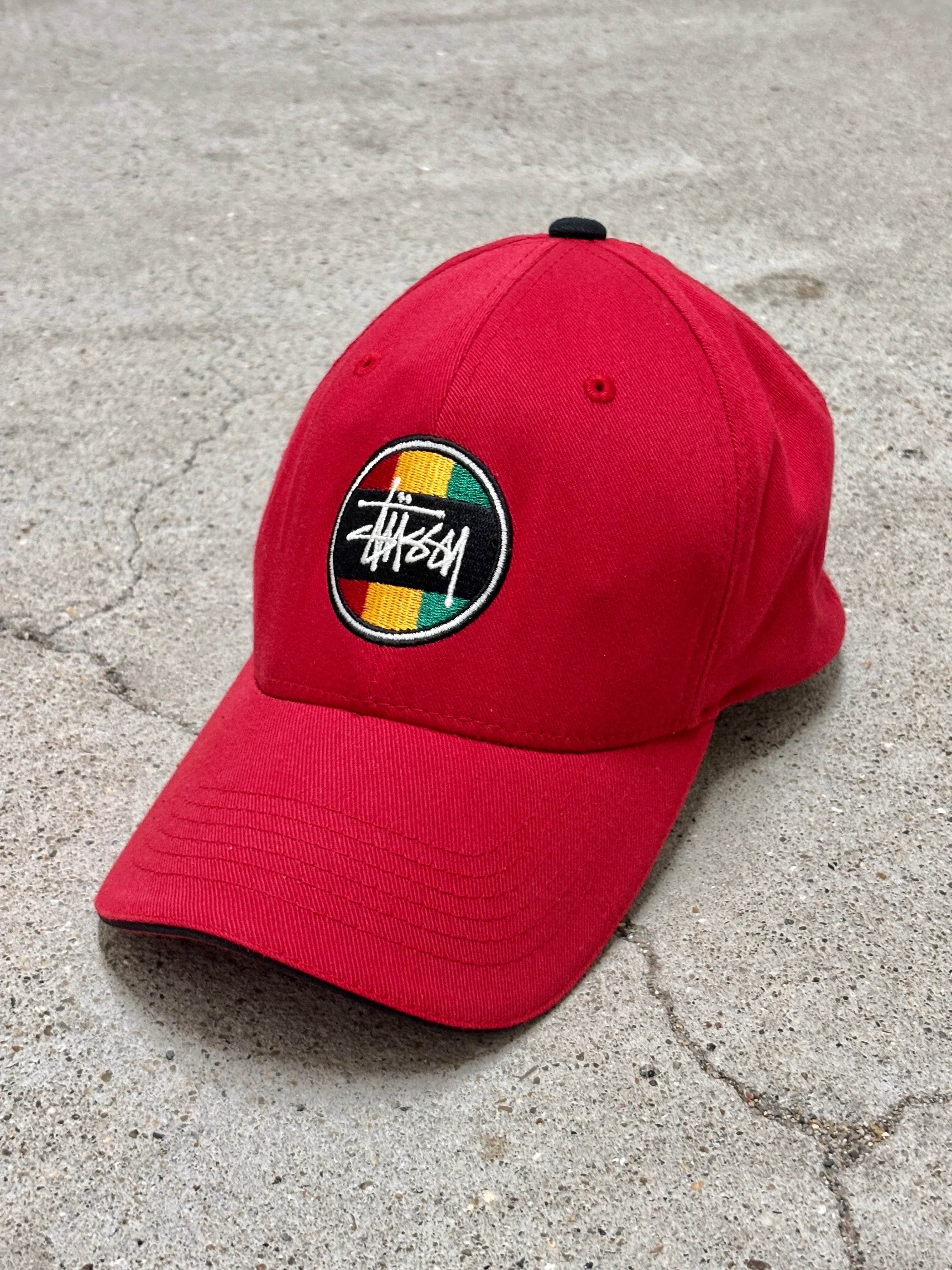 90～00s OLD STUSSY/Rasta Logo Cap/紺タグ/S-M/ラスタデザイン