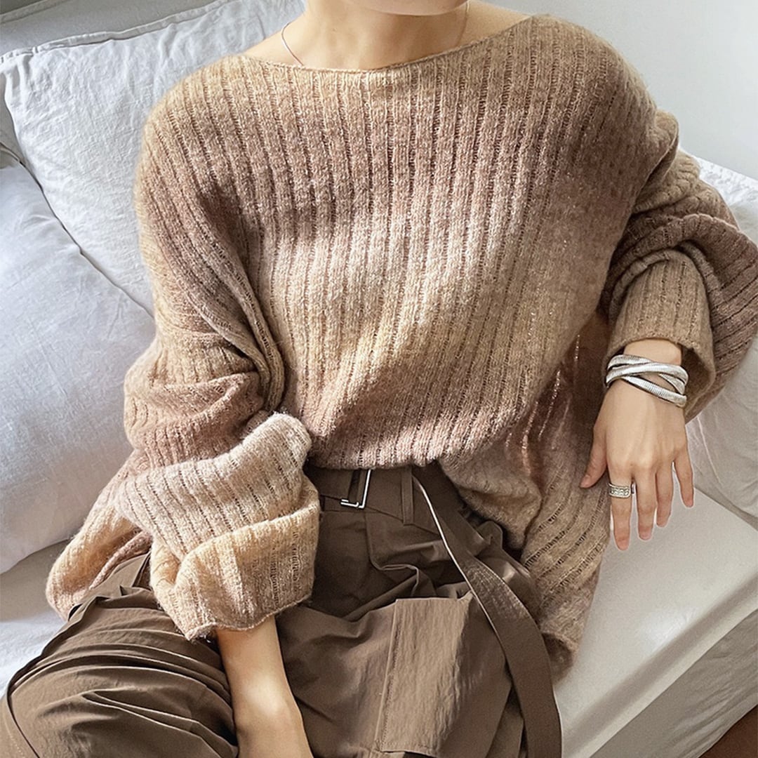 リブグラデーションリラックスニット K0412