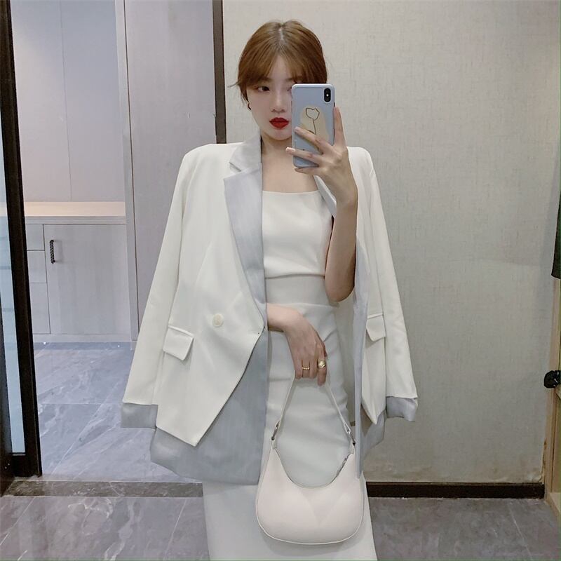 ジャケット ツーピースルーズスプリング 春物 ブラックストロベリース79976712647