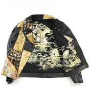 【rd09】再構築 レザー×着物ライダースジャケット LEATHER ×Kimono MIX RIDERS JACKET 【rd07】