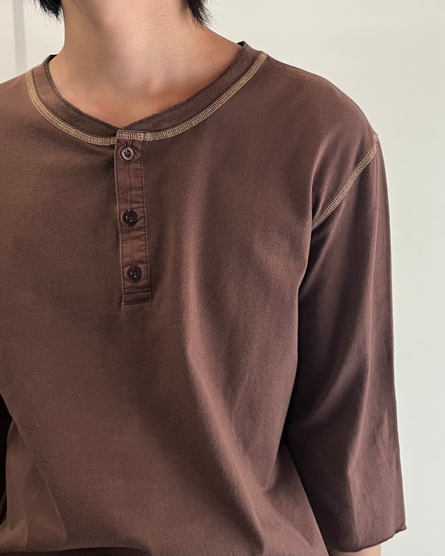 【Paul Smith】henley neck cropped sleeve t-shirt