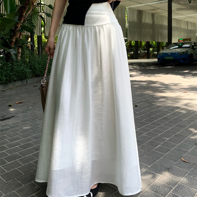 Aラインシフォンマキシ丈ロングスカート　M0368