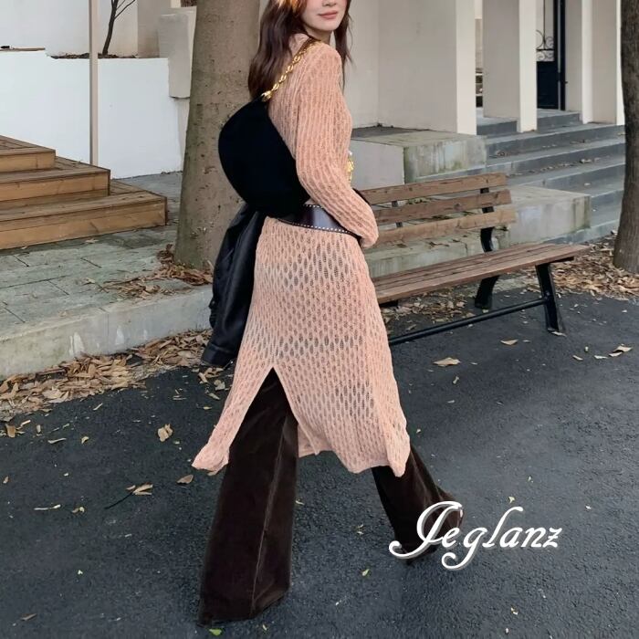 チュニック ワンピース 長袖 エンボス加工 ラウンドカラー 韓国(MB766)σ,ς*