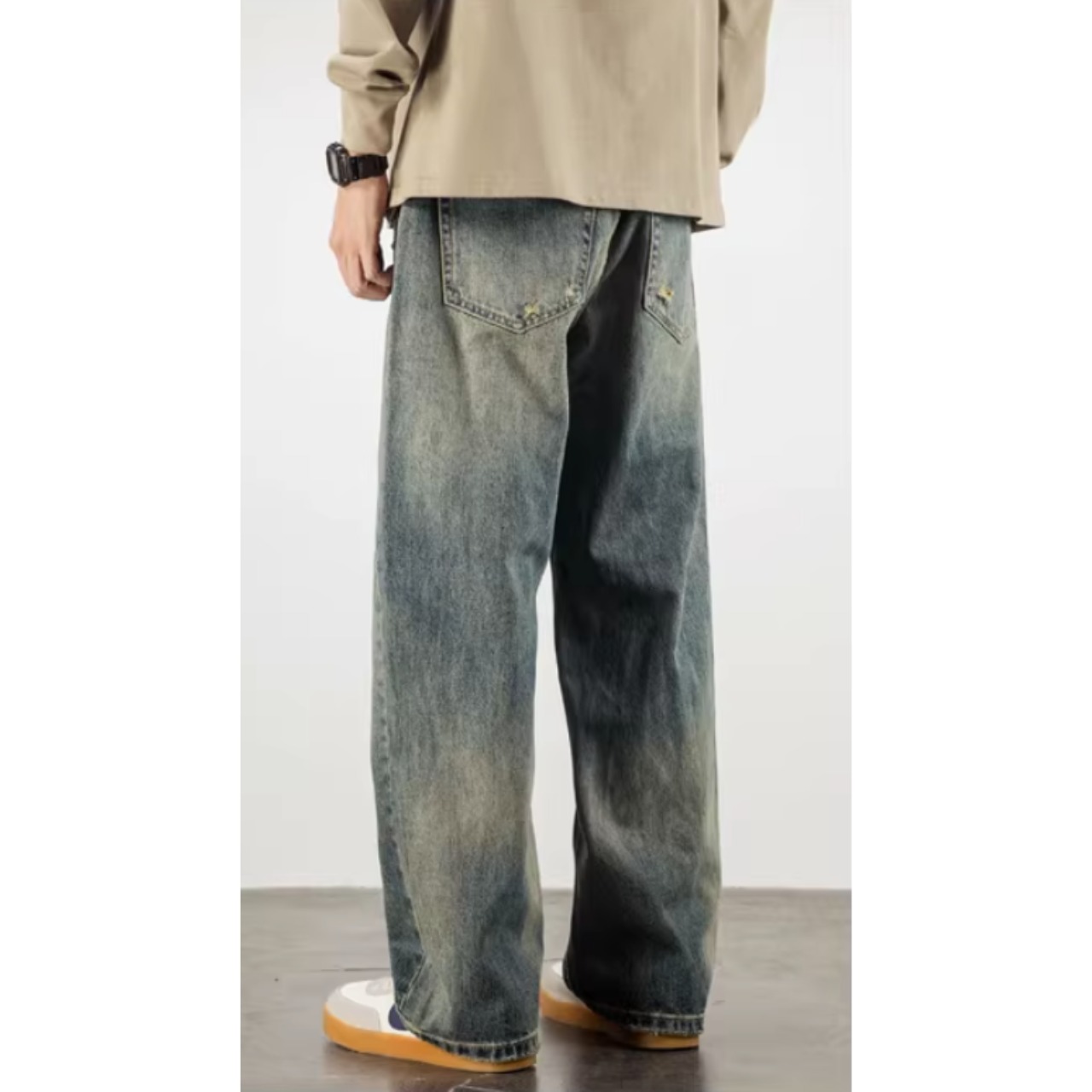 ワイドストレート フルレングス デニムパンツ af0442