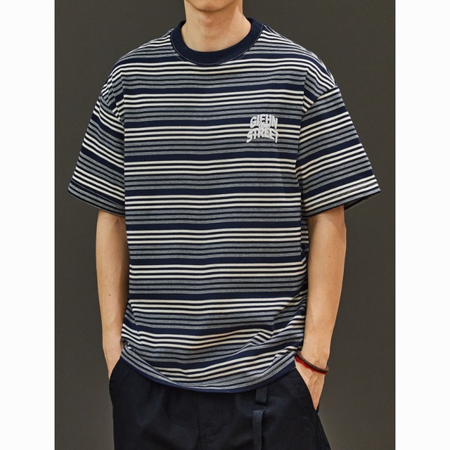 マルチボーダークルーネックTシャツ C10806