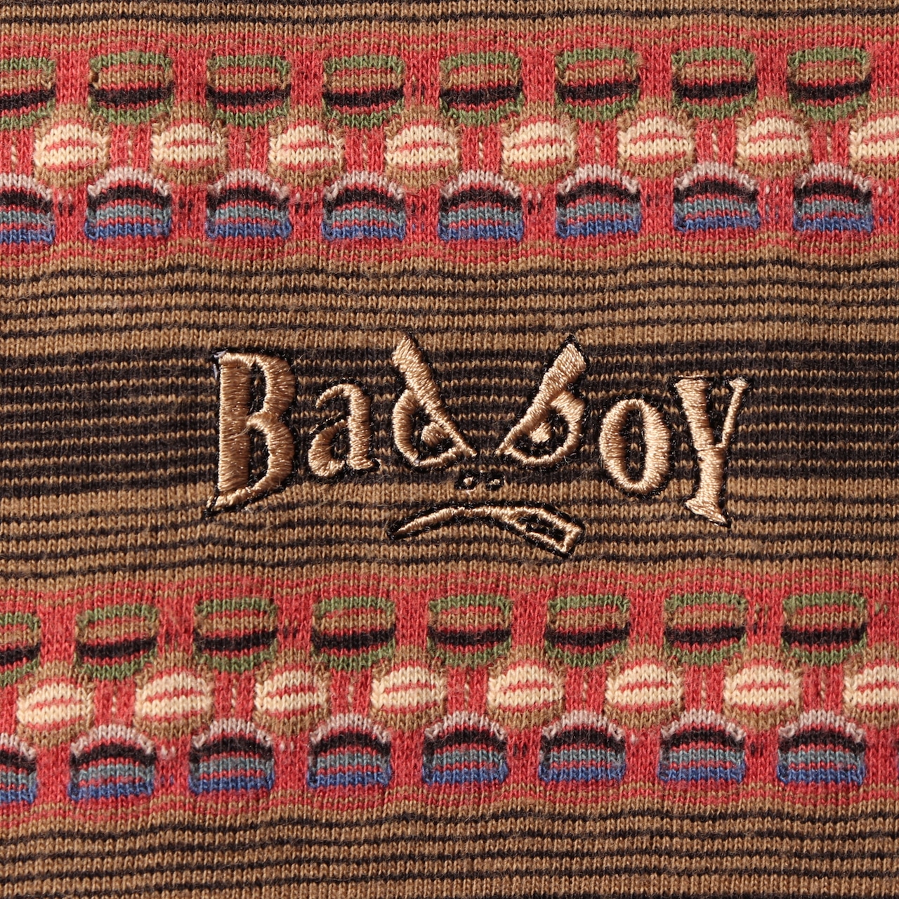 極美品 L 90s BADBOY ジャカード ボーダー Tシャツ バッドボーイ