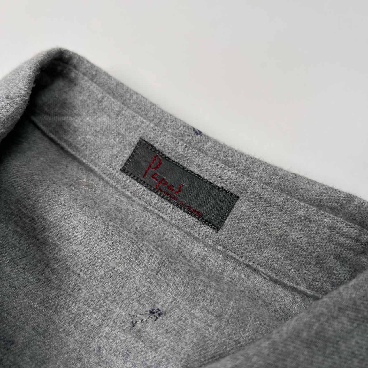 PAPAS パパス 数字総柄 コットン 長袖 ネルシャツ サイズ 52/LL /グレー/日本製