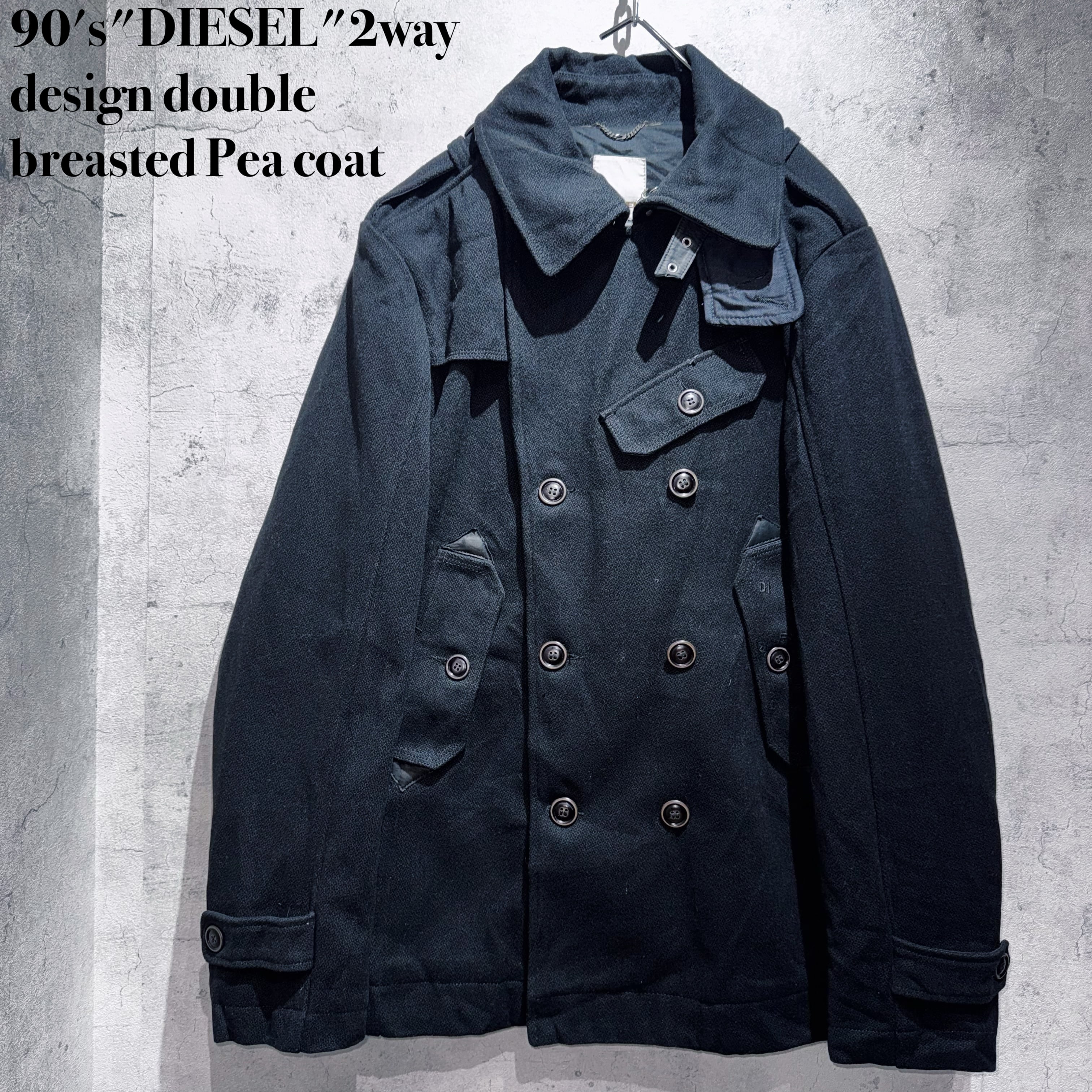 90's"DIESEL"2way design double breasted Pea coat