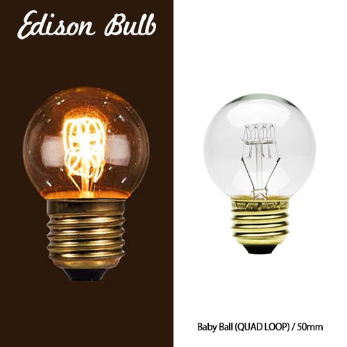 Edison bulb Baby Ball QUAD LOOP 50mm エジソンバルブ ベビーボール クワッドループ 50mm 40W/E26 電球 DETAIL レトロ 照明 カーボン