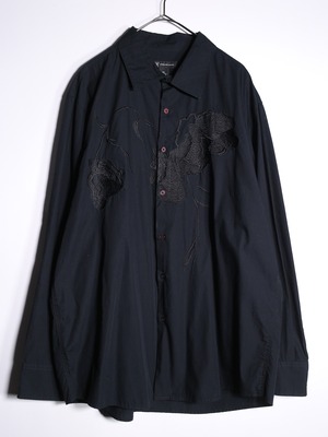 "刺繍" front and back big design XXL over silhouette shirt