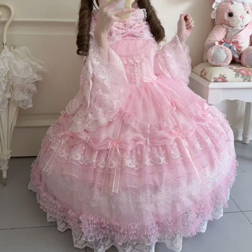 ゆめかわ♡全2カラー　ミモレ丈チュールワンピース　wanpi62★