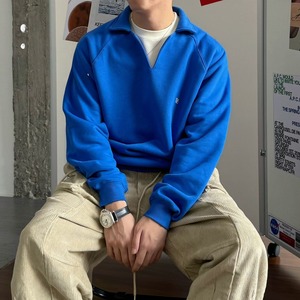 ハーフオープンポロカラースウェット　1058