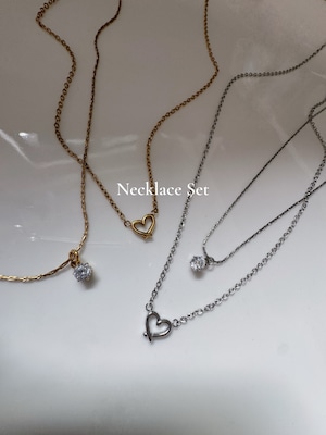 stainless heart necklace set