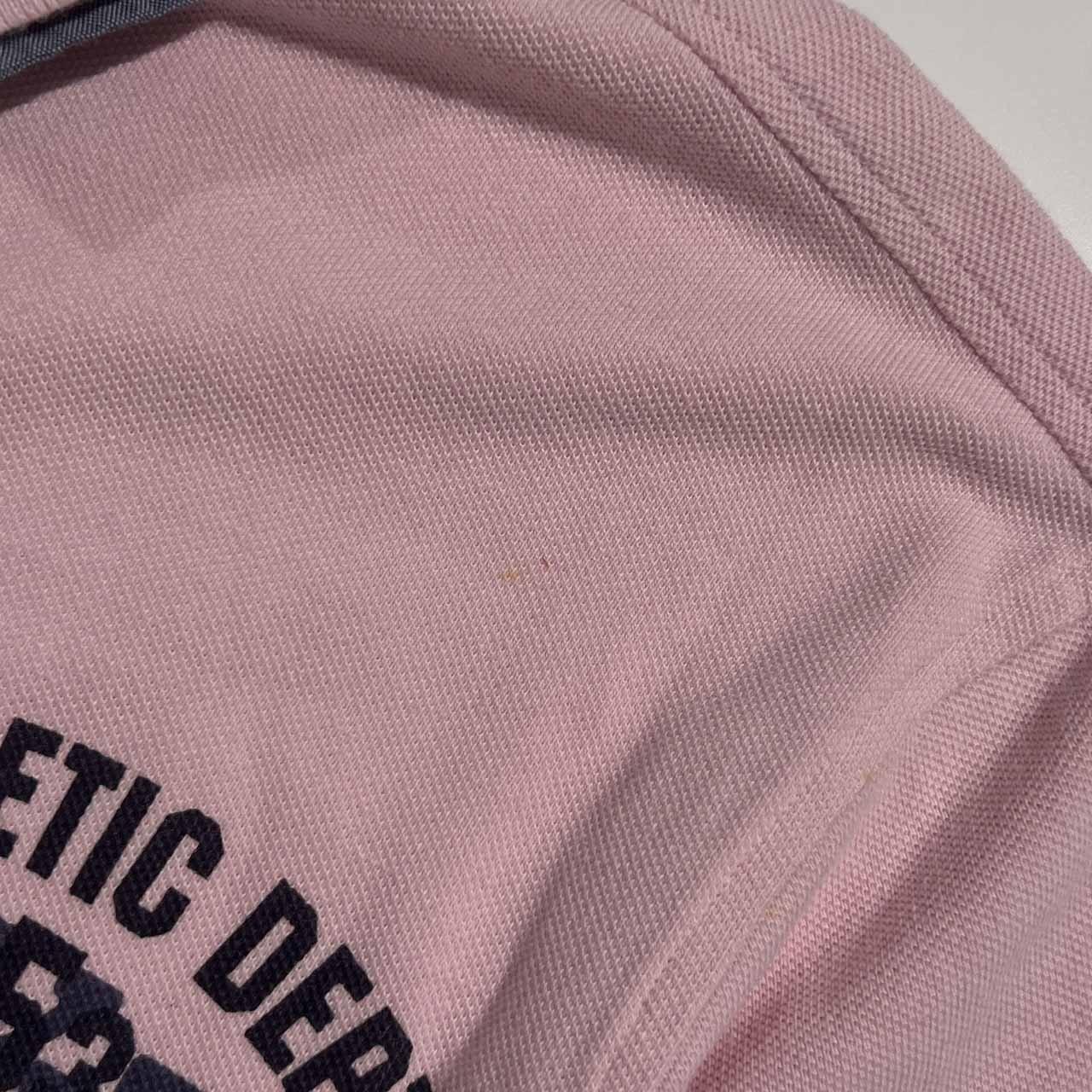 TOMMY HILFIGER トミーヒルフィガー 重ね襟デザイン ナンバリング 鹿の子 半袖 ポロシャツ XL/ピンク メンズ