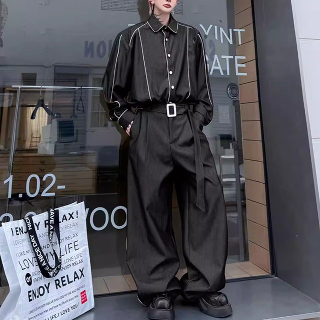 モードラインアクセント　シャツセットアップ　2カラー　LB1713