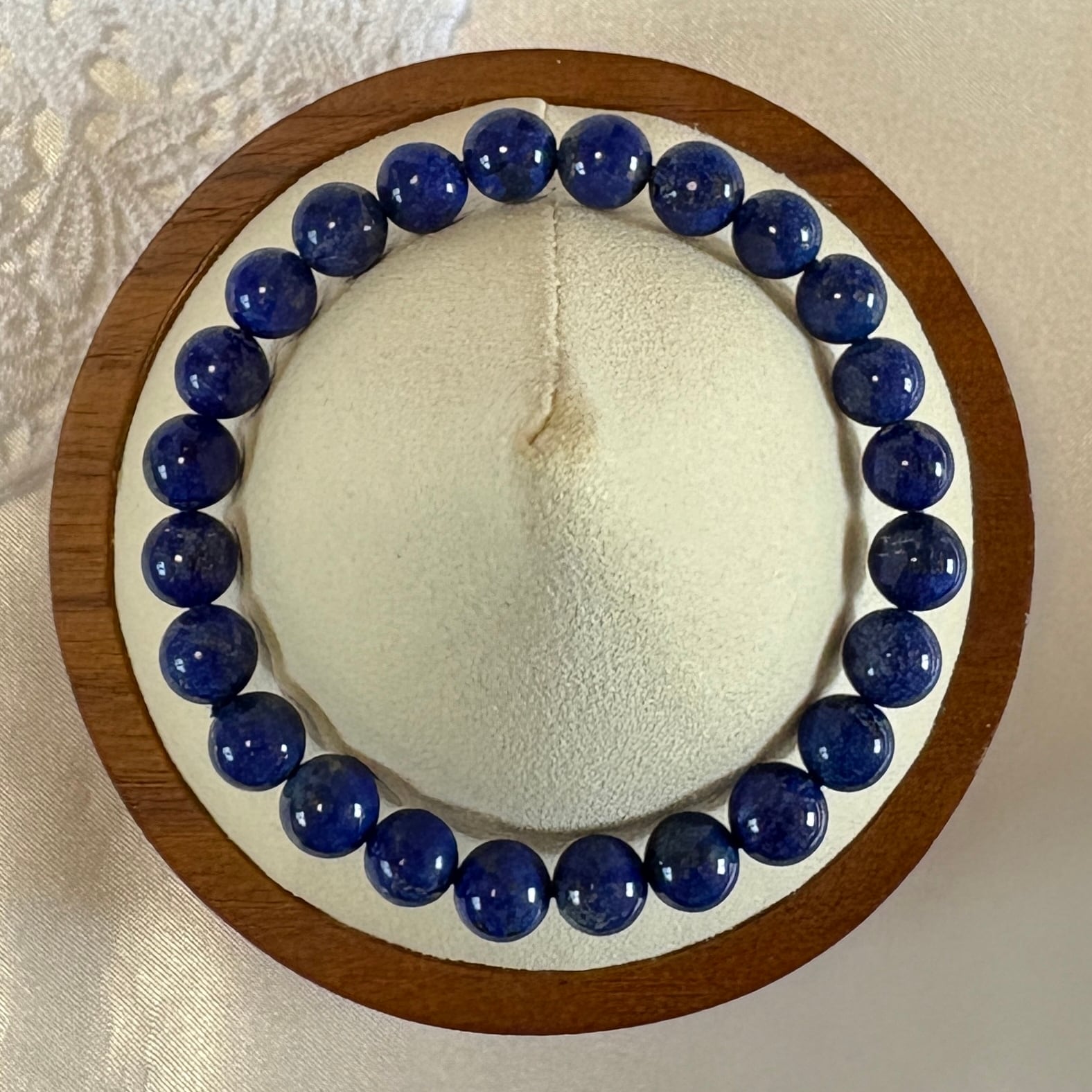【一点もの】✨高品質 ラピスラズリ ブレスレット 7.5㎜珠⭐アフガニスタン産 天然石 無着色・無加工・無処理 内周14.5cm 幸運・お守り❤️