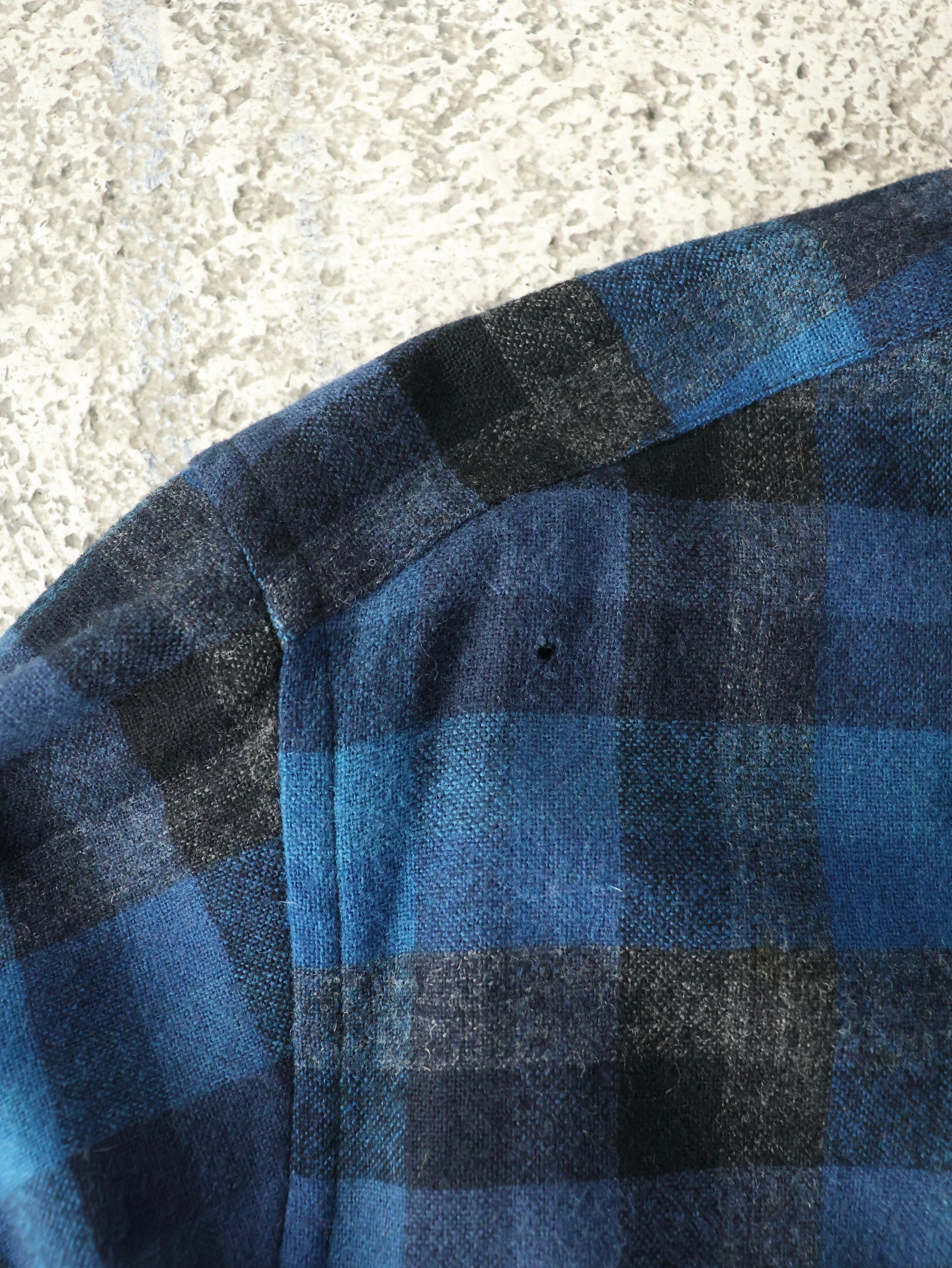 60s Pendleton wool board shirt 表記M ブルー チェック ウール ボード