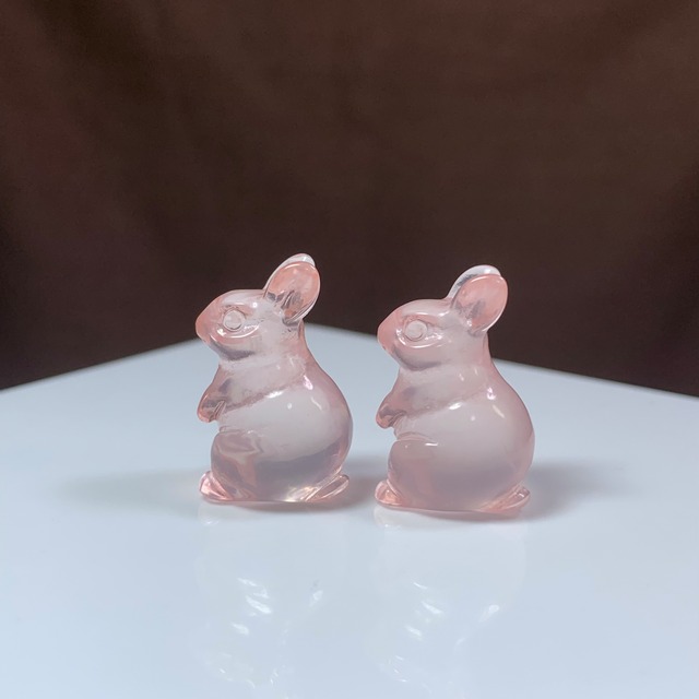 5.超透明☆モザンビーク産ローズクォーツ・うさぎさん