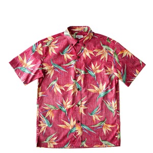 Mountain Men's ボタンダウンアロハシャツ / Bird of Paradise  / Red