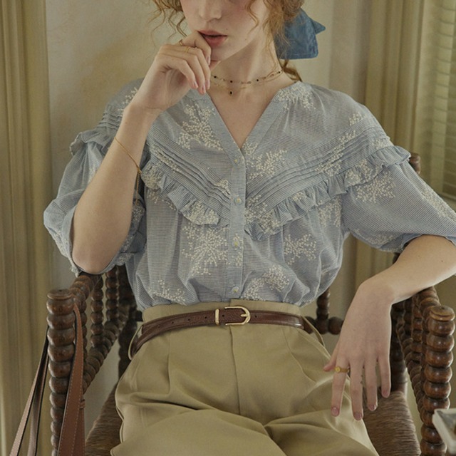 Broderie Frill Blouse F0678