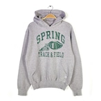 00s ラッセル メキシコ製 スウェットパーカー ウイングフット 3段プリント グレー メンズS 古着 CG0467