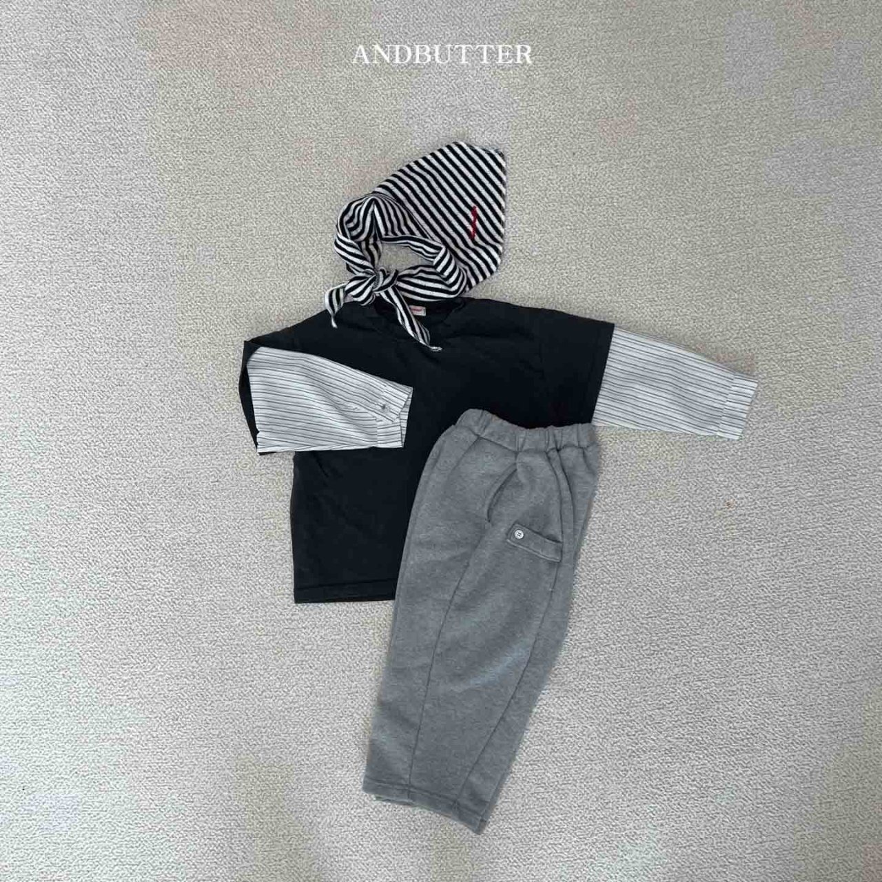 【and butter】ボタンワイドスウェットパンツ グレー 130cm - 13