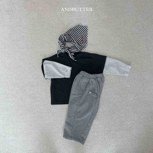 【and butter】ボタンワイドスウェットパンツ グレー 130cm
