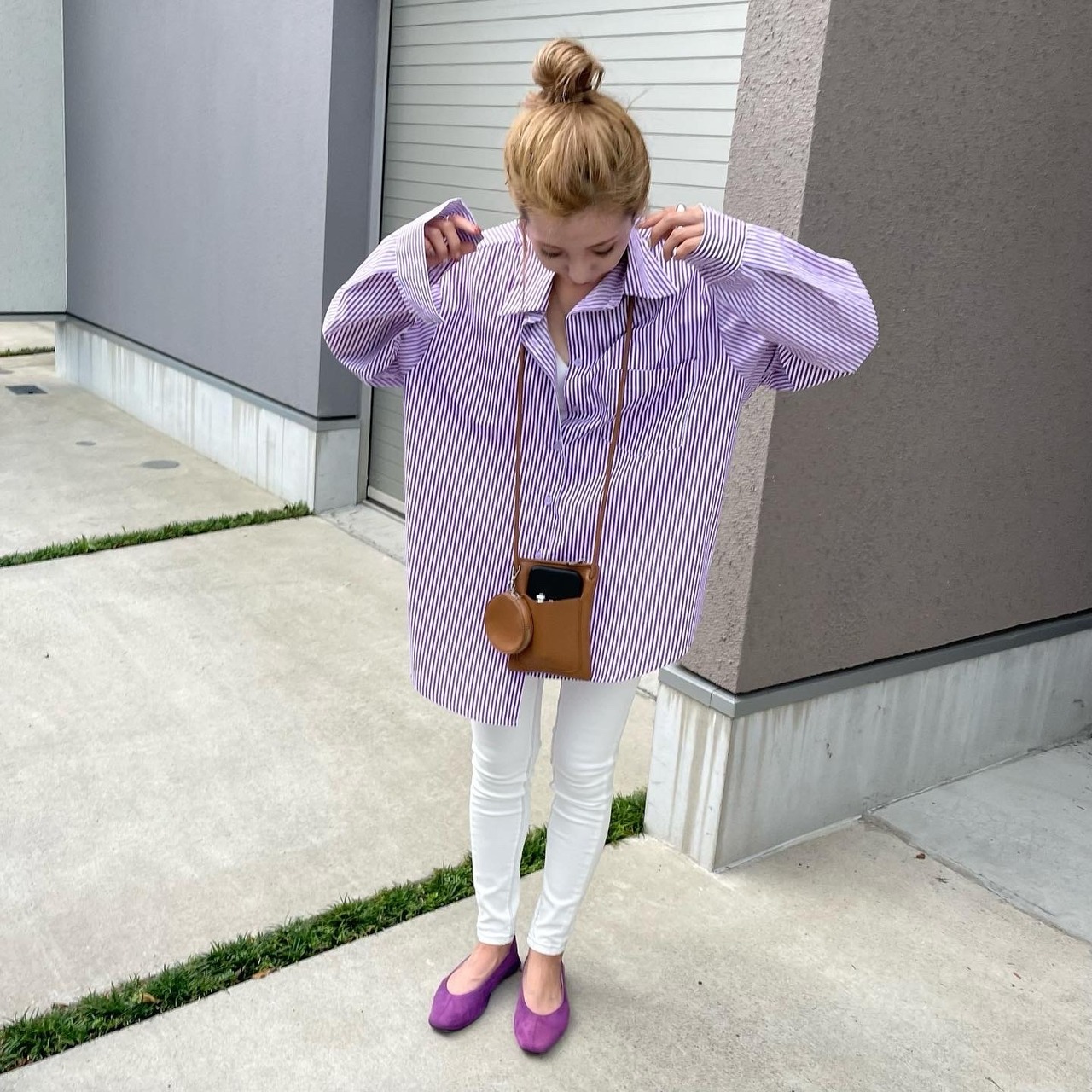 ステッチデザインストレッチスキニーデニムpt／White
