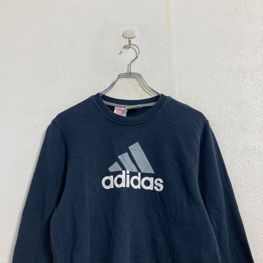 adidas ロゴ スウェット トレーナー キッズ 150 ネイビー アディダス 