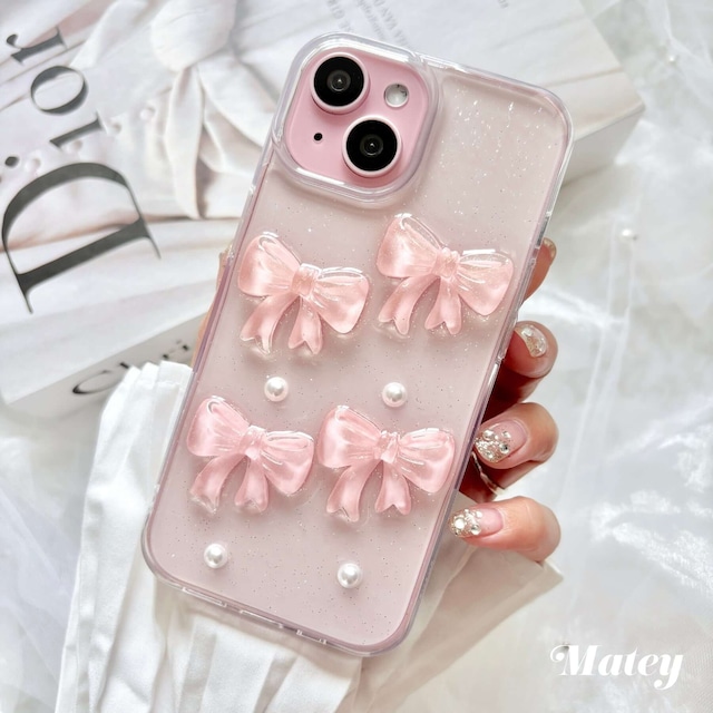 ルミエールリボンパールiPhoneケース