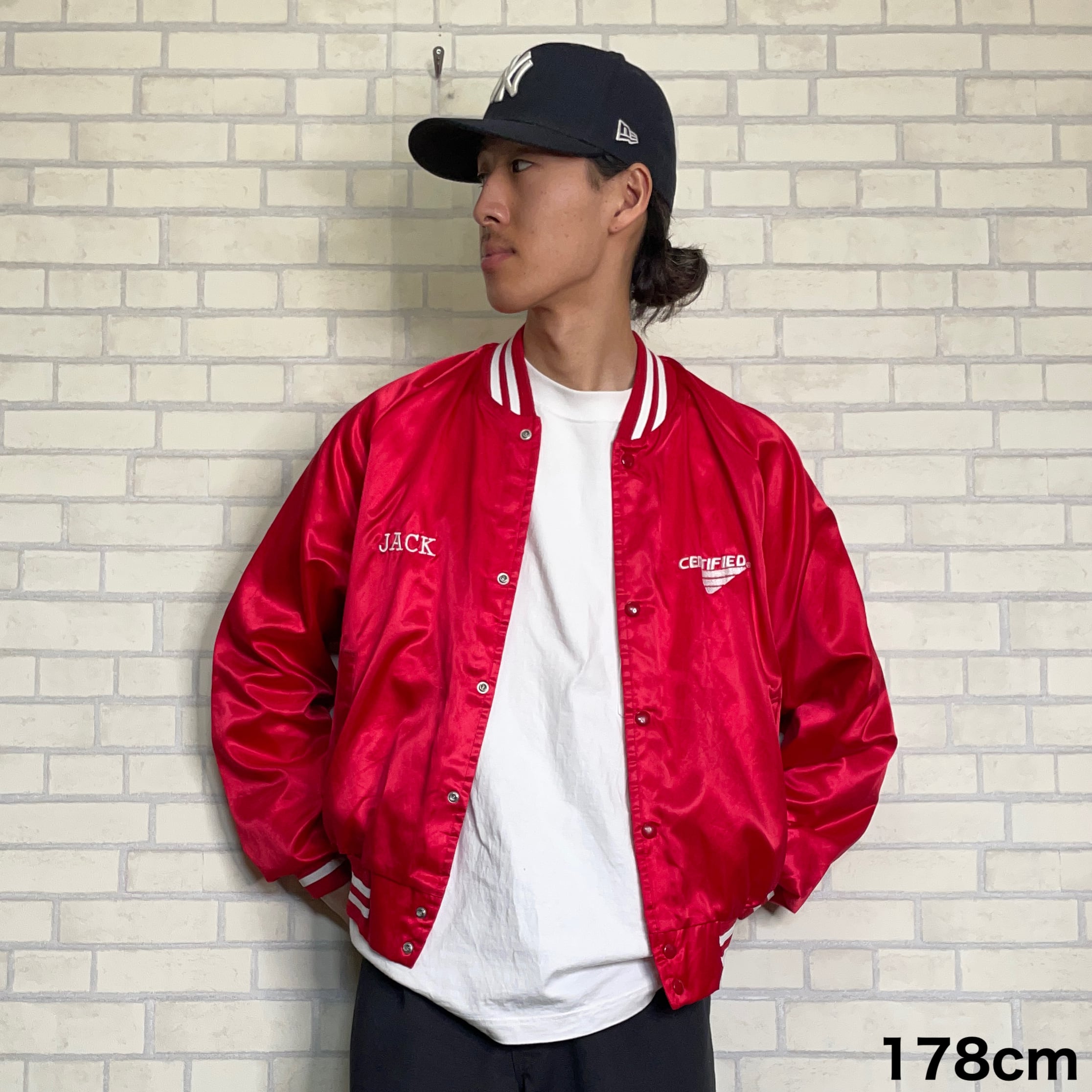 Chalk Line◇80s/USA製/コカコーラー/スタジャン/M/ナイロン/RED 