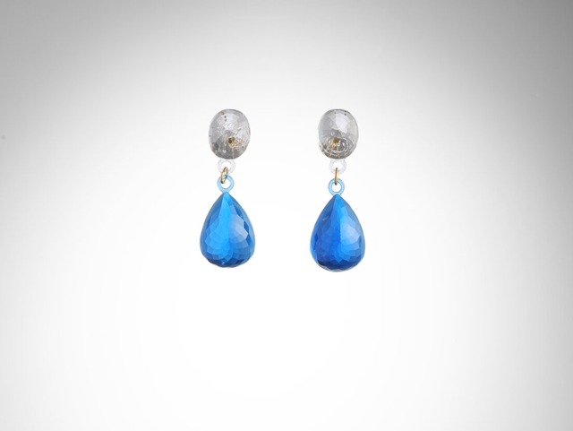 Crown Earrings Double   Blue  /  CORSARI JEWELS