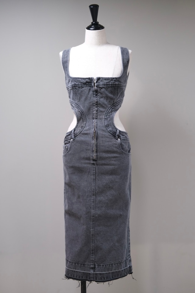 【FETICO】SQUARE NECK BUSTIER DENIM DRESS - black -