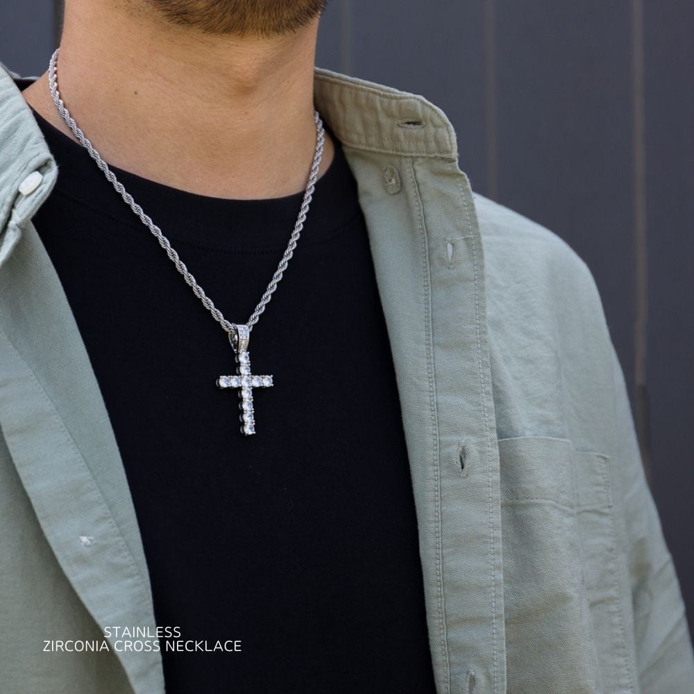 ネックレス　十字架　クロス　アクセサリー　シルバー　メンズ　イエロー