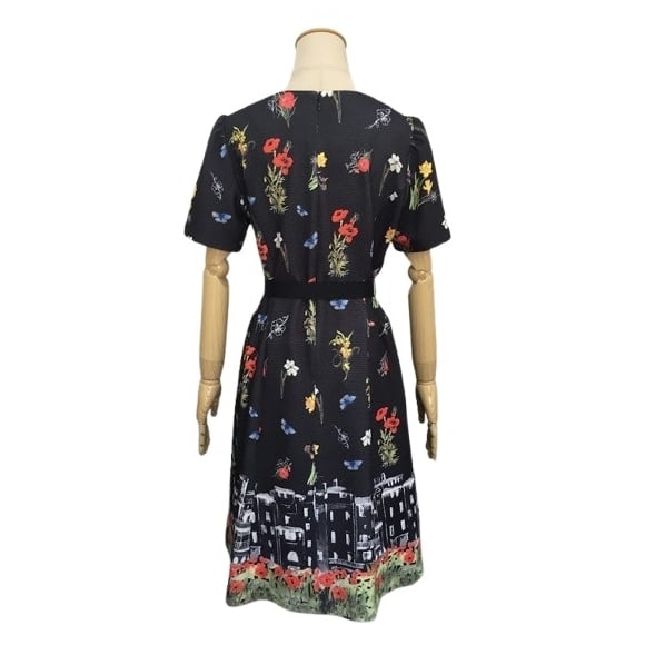 Super Beauty フラワーデザイン半袖ワンピ ヒロ Super Beauty フラワー