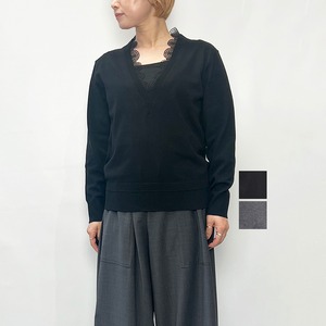 MARILYN MOON マリリンムーン 14G wool layered scallop-lace top 4264-176 2026秋冬新作 [送料無料]